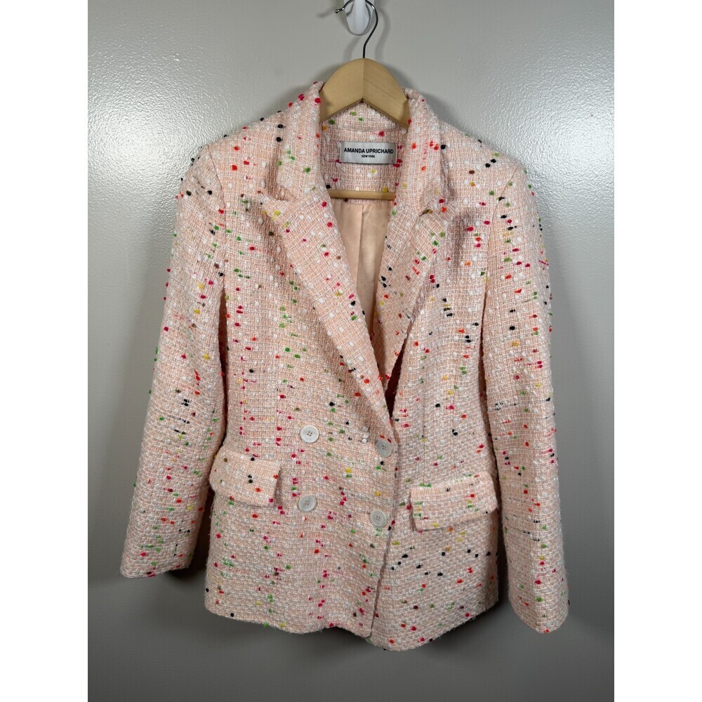 Amanda Uprichard Tweed Sawyer Blazer Skirt Set Size Small/Medium Pink Confetti - Picture 4 of 15